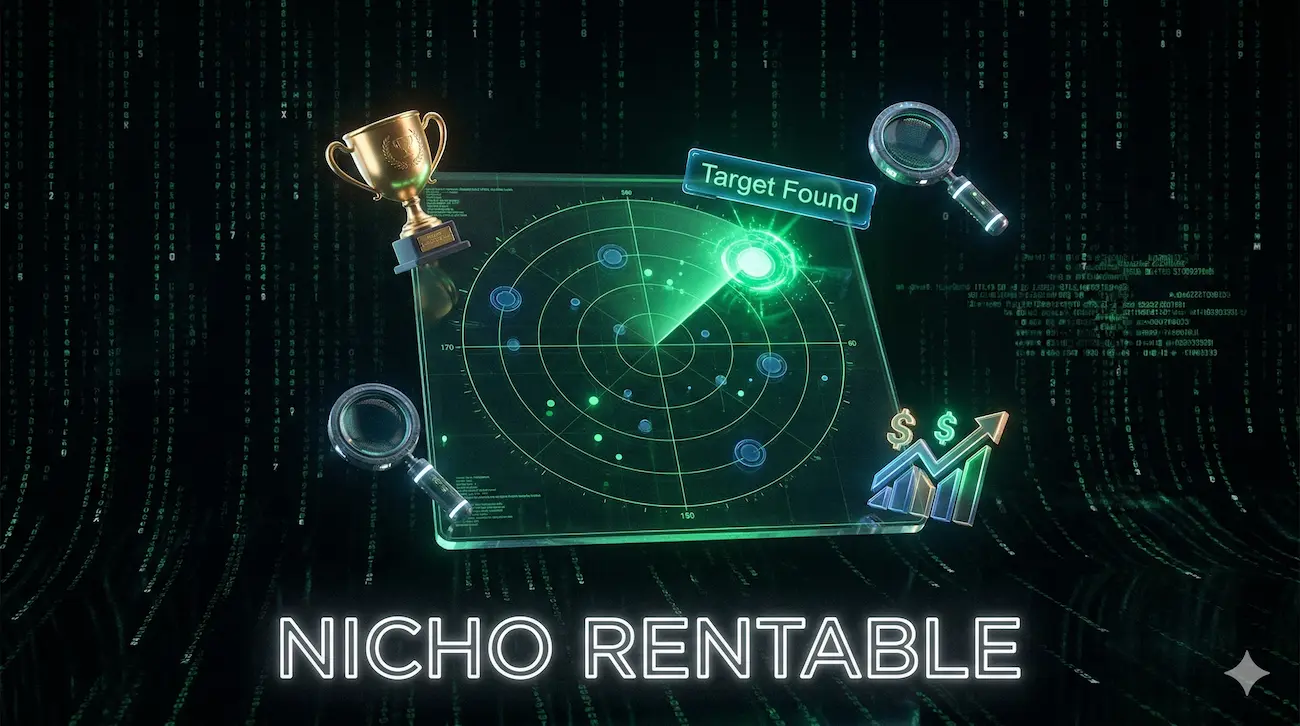 Radar digital detectando oportunidades de negocio rentables, simbolizando la validación de nichos para ecommerce y dropshipping.